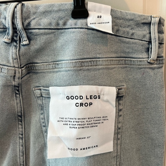 GOOD AMERICAN GOOD LEGS GROP LONG FRAY HEM JEANS IN BLUE669 NWT - Picture 11 of 16